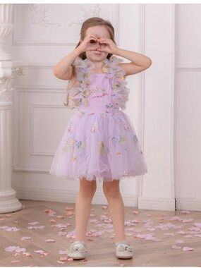 Floral purple tutu spring summer tulle dress